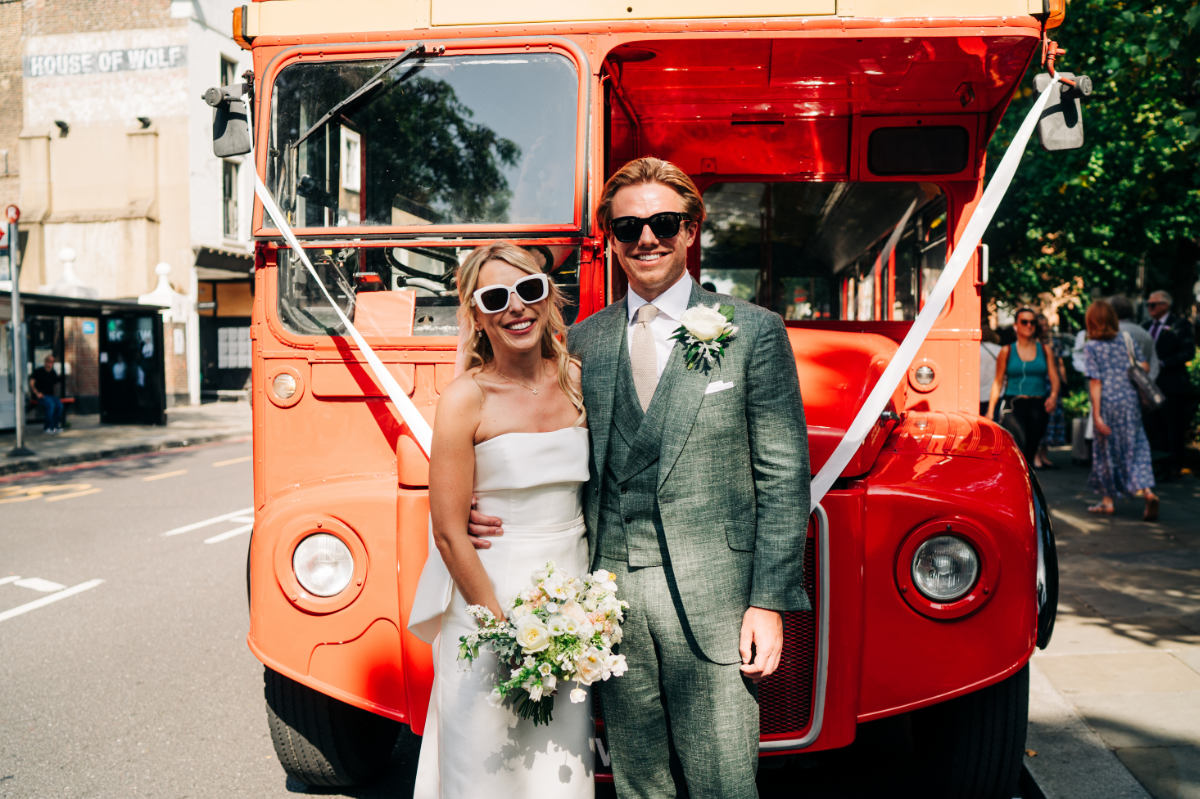 wedding London bus